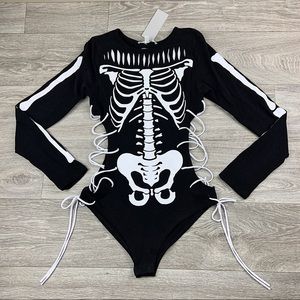 🔥💀 Skeleton Halloween Costume Bodysuit One…